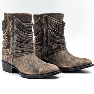 Women's Distressed Leather Ankle Boots
